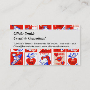 Carte De Visite Motif timbre de la Saint-Valentin vintage des anné