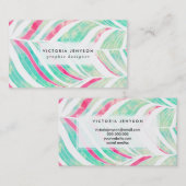 Carte De Visite Motif tiré par la main de turquoise d'aquarelle (Devant / Derrière)