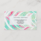 Carte De Visite Motif tiré par la main de turquoise d'aquarelle (Dos)