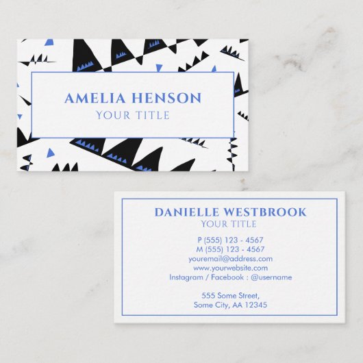 Carte De Visite Motif triangle noir Abstrait moderne (Devant / Derrière)