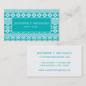 Carte De Visite Motif tribal aztèque grunge turquoise (Devant / Derrière)