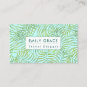 Carte De Visite Motif tropical Feuille vert aquarelle (Devant)