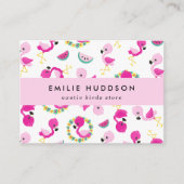 Carte De Visite Motif tropical, Flamants roses, Boutique pour anim (Devant)