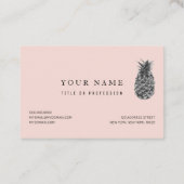 Carte De Visite Motif Tropical Grey & Rose Ananas Avec Nom (Dos)