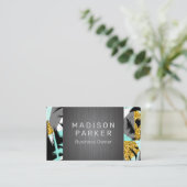 Carte De Visite Motif Tropical Palm Tree | Métal brossé (Debout devant)