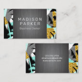 Carte De Visite Motif Tropical Palm Tree | Métal brossé (Devant / Derrière)