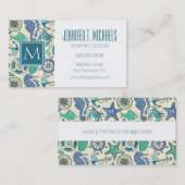 Carte De Visite Motif turquoise d'animaux de mer (Devant / Derrière)