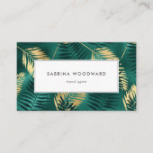Carte De Visite Motif Turquoise Tropical Gold Foliage (Devant)