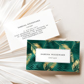 Carte De Visite Motif Turquoise Tropical Gold Foliage