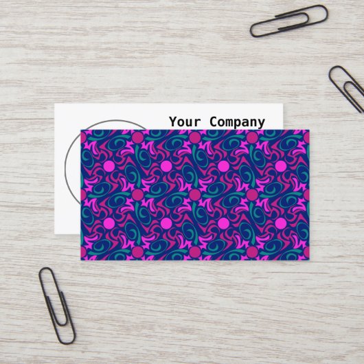 Carte De Visite Motif vectoriel bleu et rose Fuchsia (Devant/Arrière en situation)