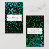 Carte De Visite Motif vert à lunettes métalliques (Devant / Derrière)