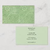 Carte De Visite Motif (vert) de souci de William Morris (Devant / Derrière)