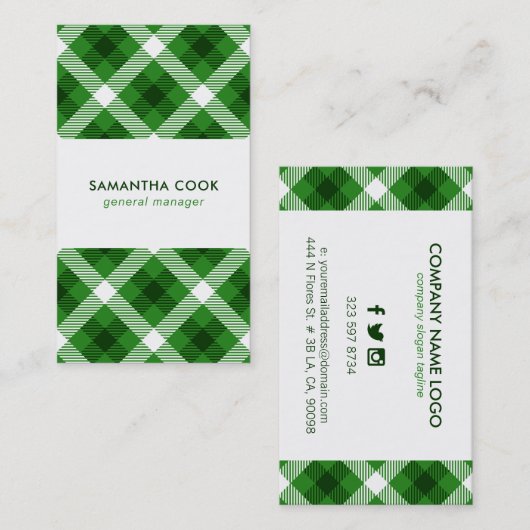 Carte De Visite Motif vert et blanc (Devant / Derrière)