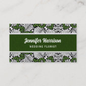 Carte De Visite Motif vert Fern Retro Leaf avec blanc (Devant)