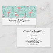 Carte De Visite Motif vert Flamants roses rose Pastel (Devant / Derrière)