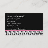 Carte De Visite Motif zèbre rose Monogramme (Dos)