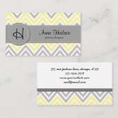 Carte De Visite Motif Zigzag, Motif Chevron, Jaune, Gris (Devant / Derrière)
