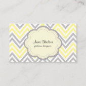 Carte De Visite Motif Zigzag, Motif Chevron, Jaune, Gris (Devant)