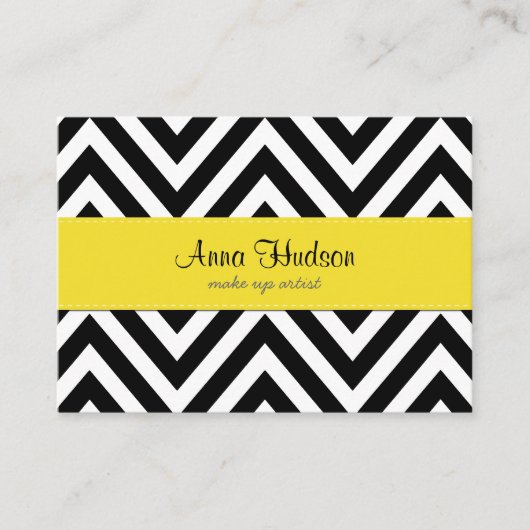 Carte De Visite Motif Zigzag noir et blanc, Motif Chevron (Devant)