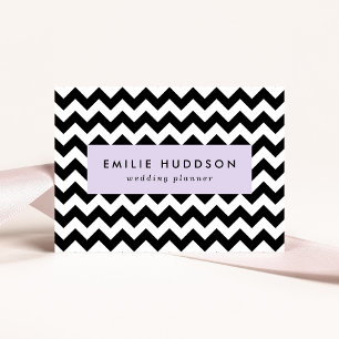 Carte De Visite Motif Zigzag noir et blanc, Motif Chevron