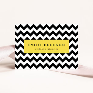 Carte De Visite Motif Zigzag noir et blanc, Motif Chevron