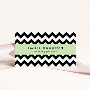 Carte De Visite Motif Zigzag noir et blanc, Motif Chevron