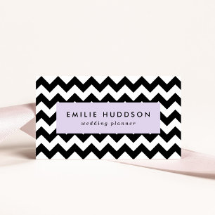 Carte De Visite Motif Zigzag noir et blanc, Motif Chevron