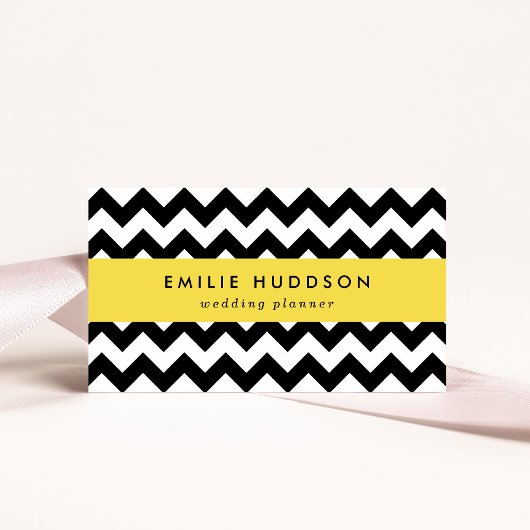 Carte De Visite Motif Zigzag noir et blanc, Motif Chevron