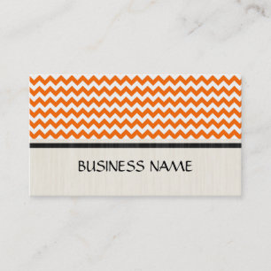 Carte De Visite Motif Zigzag Orange et Blanc Chevron