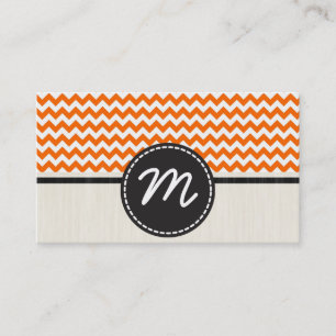 Carte De Visite Motif Zigzag orange et blanc Chevron 2