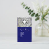 CARTE DE VISITE MOTIFS BLEU NOIR ET BLANC D'AIGLE ROMAIN DAMASK (Debout devant)