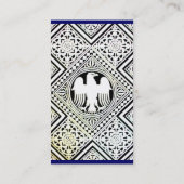 CARTE DE VISITE MOTIFS BLEU NOIR ET BLANC D'AIGLE ROMAIN DAMASK (Dos)