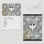CARTE DE VISITE MOTIFS DE DOMMASQUES ROMAINS NOIRS ET BLANCS (Devant / Derrière)