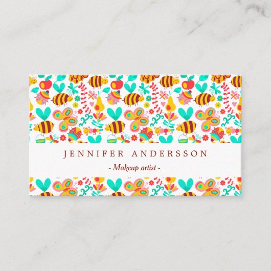 Carte De Visite Motifs d'insectes colorés (Devant)