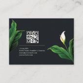 Carte De Visite Motifs naturels Floral Vert Laisser QR Code (Dos)