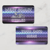 Carte de visite moto élégant, noir et chrome (Devant / Derrière)