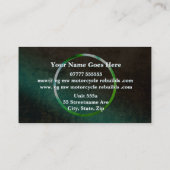 Carte De Visite Moto Rebuild, look cuir vert, anneau métallique (Dos)