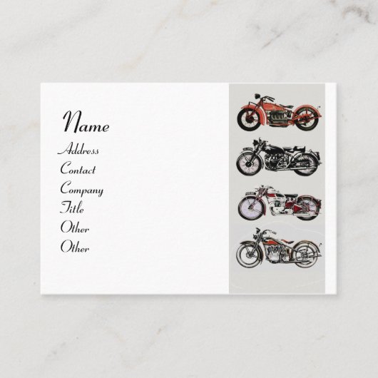Carte De Visite MOTOCYCLES vintages Rouge Noir Blanc (Devant)