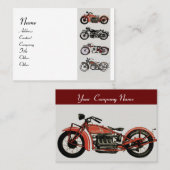 Carte De Visite MOTOCYCLES vintages Rouge Noir Blanc (Devant / Derrière)