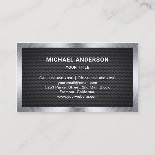 Carte De Visite Motocyclette Black Mesh en acier mécanique (Dos)