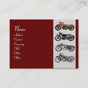 Carte De Visite MOTOCYCLETTES VINTAGE rouge noir métallisé or