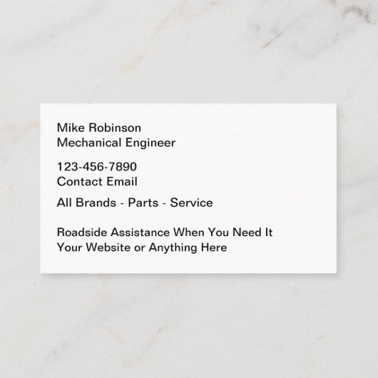 Carte De Visite Motorcycle Mobile Mechanic Service (Dos)