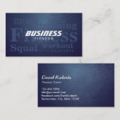Carte De Visite Mots Cool Blue Metal Personal Trainer (Devant / Derrière)