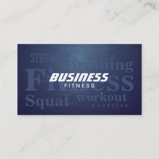 Carte De Visite Mots Cool Blue Metal Personal Trainer (Devant)