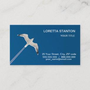 Carte De Visite Mouette volant et traînée de condensation