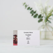 Carte De Visite Moulin à café sur nappe rouge (Debout devant)