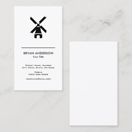 Carte De Visite Moulin à vent (Devant / Derrière)