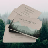 Carte De Visite Mountain Range Pine Trees in Shades of Sage