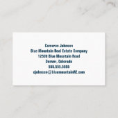 Carte De Visite Mountain Real Estate Company Custom Blue (Dos)