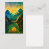 Carte De Visite Mountain Sunset Reflection Fiery Orange Sky  (Devant / Derrière)